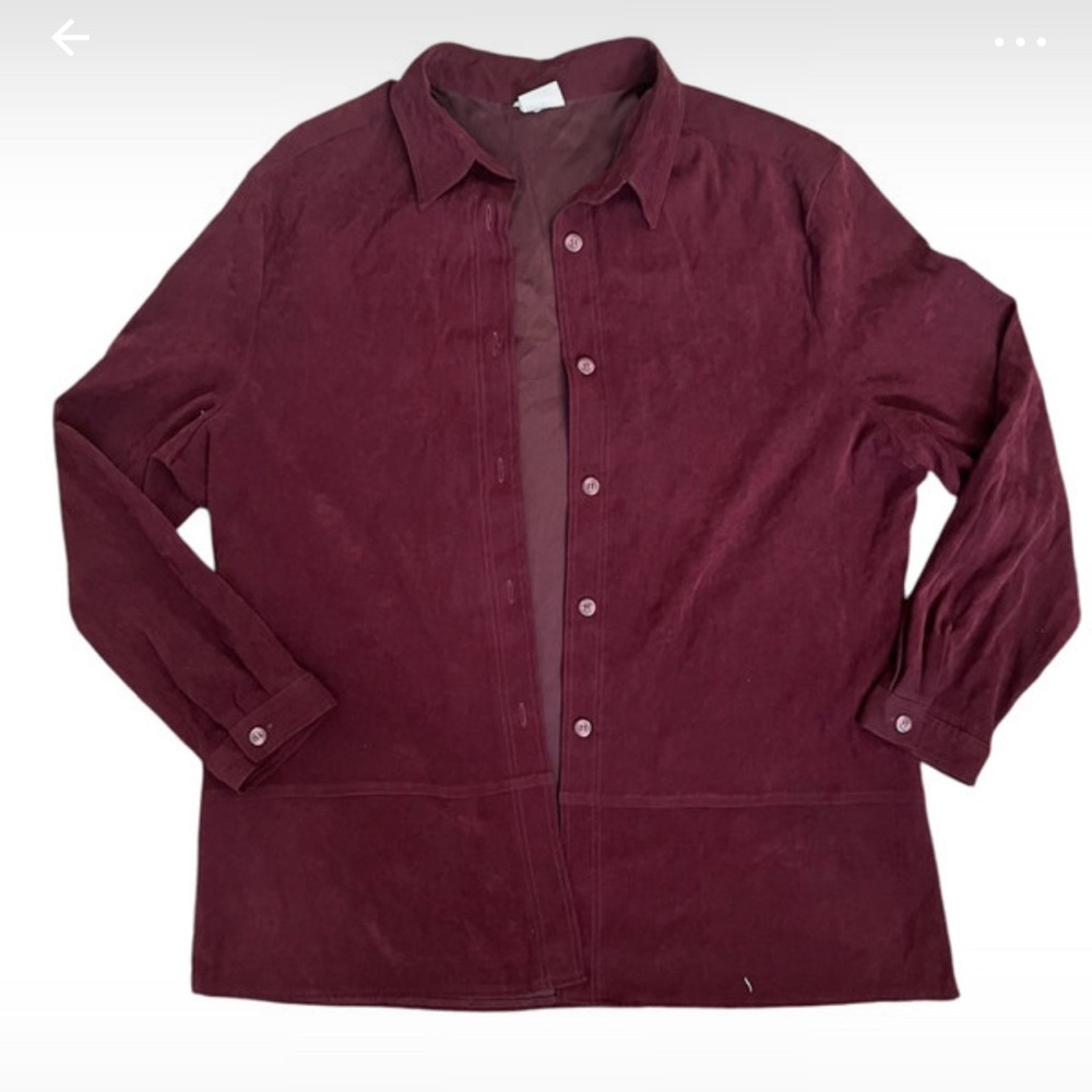 oversize maroon button up